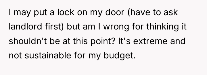 I may put a lock on my door (have to...