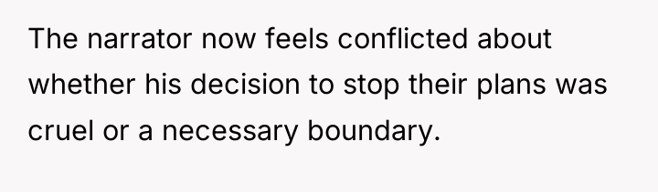 The narrator now feels conflicted about whether his decision to...