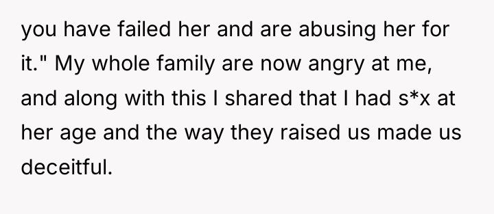 you have failed her and are abusing her for it."...