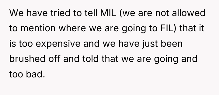 We have tried to tell MIL (we are not allowed...