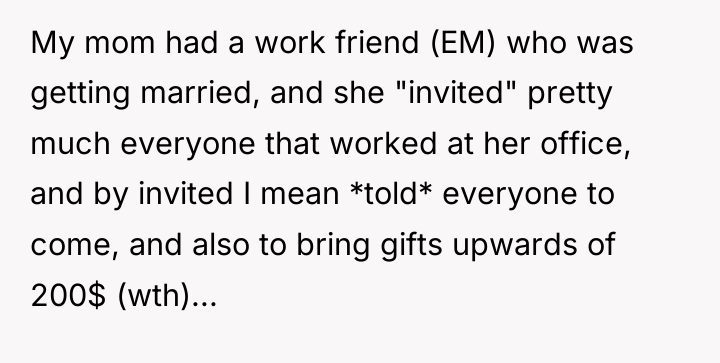 My mom had a work friend (EM) who was getting...
