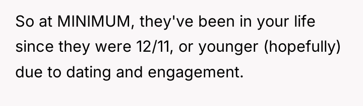 So at MINIMUM, they've been in your life since they...