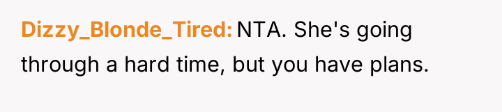 Dizzy_Blonde_Tired NTA. She's going through a hard time, but you...