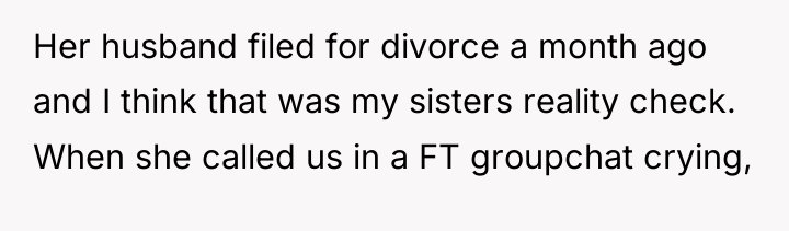 Her husband filed for divorce a month ago and I...