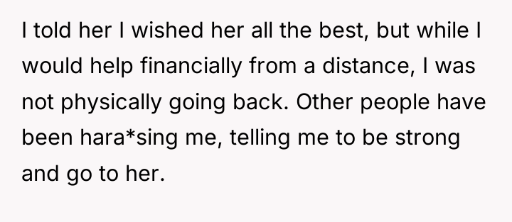 I told her I wished her all the best, but...