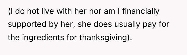 (I do not live with her nor am I financially...