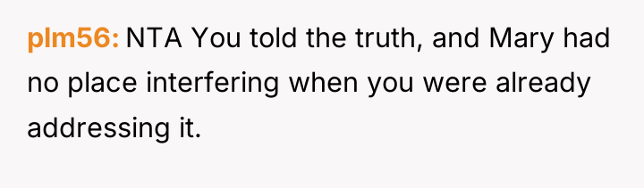 plm56 NTA You told the truth, and Mary had no...