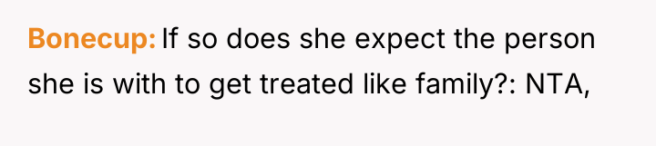 Bonecup If so does she expect the person she is...