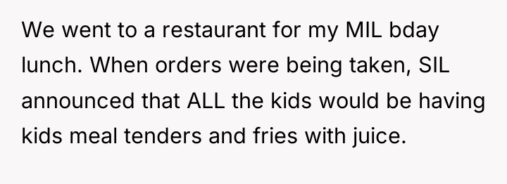 We went to a restaurant for my MIL bday lunch....