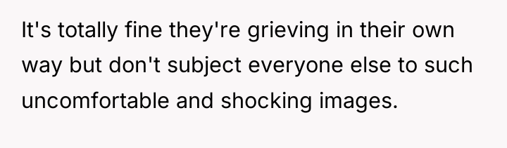 It's totally fine they're grieving in their own way but...
