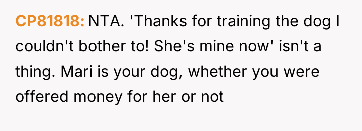 CP81818 NTA. 'Thanks for training the dog I couldn't bother...