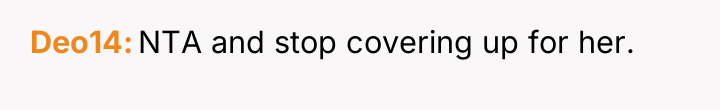 Deo14 NTA and stop covering up for her.