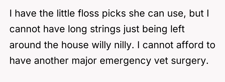 I have the little floss picks she can use, but...