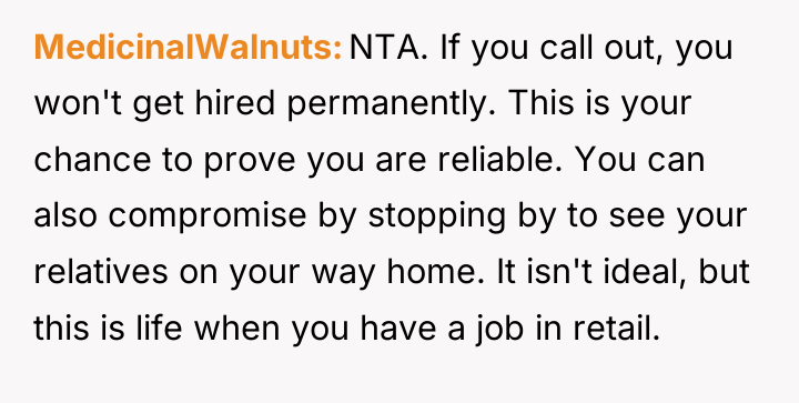 MedicinalWalnuts NTA. If you call out, you won't get hired...