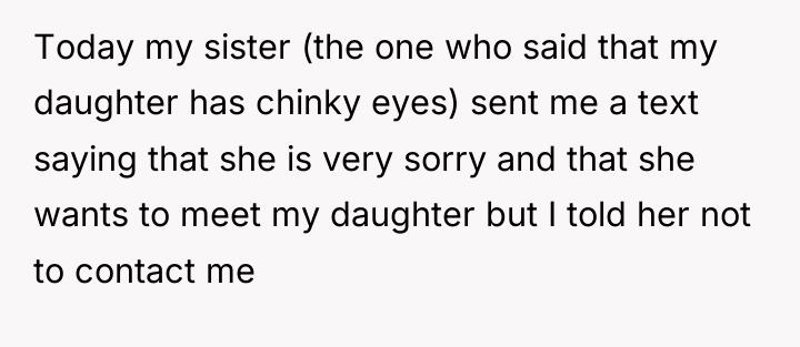 Today my sister (the one who said that my daughter...