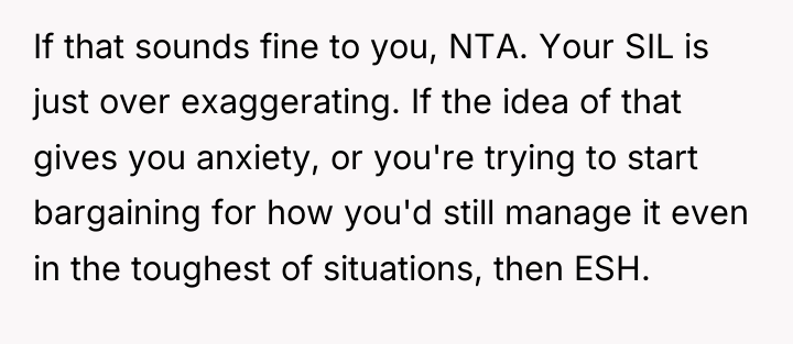If that sounds fine to you, NTA. Your SIL is...