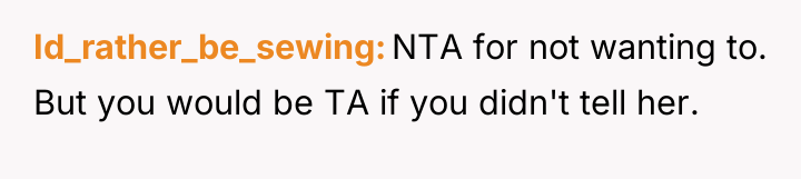 Id_rather_be_sewing NTA for not wanting to. But you would be...