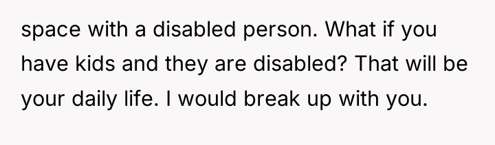 space with a disabled person. What if you have kids...