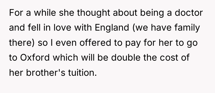 For a while she thought about being a doctor and...