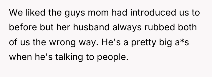 We liked the guys mom had introduced us to before...
