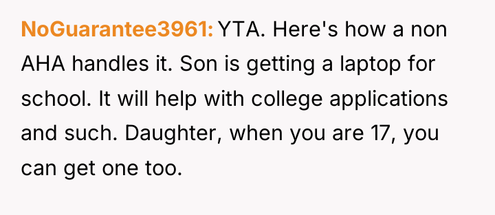 NoGuarantee3961 YTA. Here's how a non AHA handles it. Son...