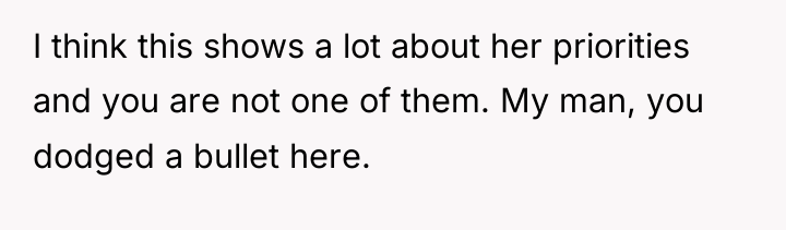 I think this shows a lot about her priorities and...