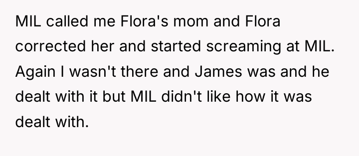 MIL called me Flora's mom and Flora corrected her and...