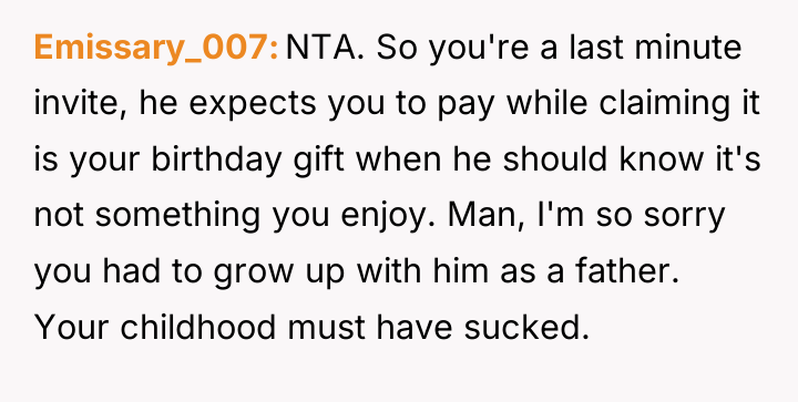 Emissary_007 NTA. So you're a last minute invite, he expects...