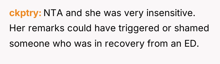 ckptry NTA and she was very insensitive. Her remarks could...