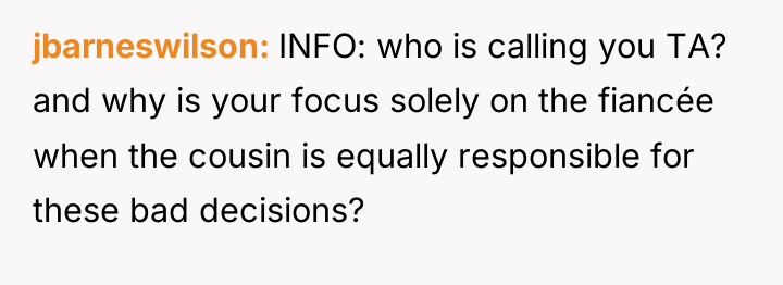 jbarneswilson INFO: who is calling you TA? and why is...