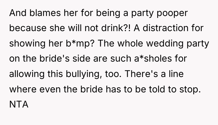 And blames her for being a party pooper because she...