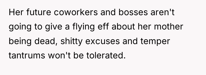 Her future coworkers and bosses aren't going to give a...