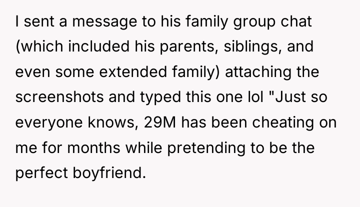 I sent a message to his family group chat (which...
