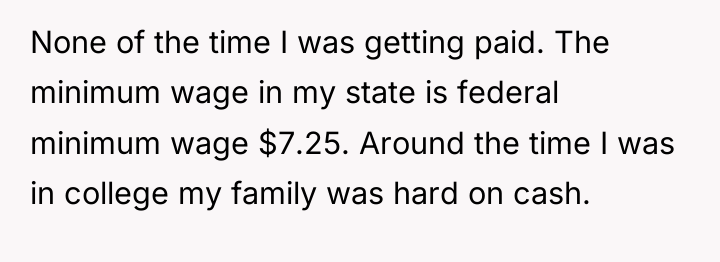 None of the time I was getting paid. The minimum...