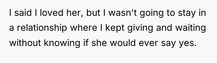 I said I loved her, but I wasn't going to...