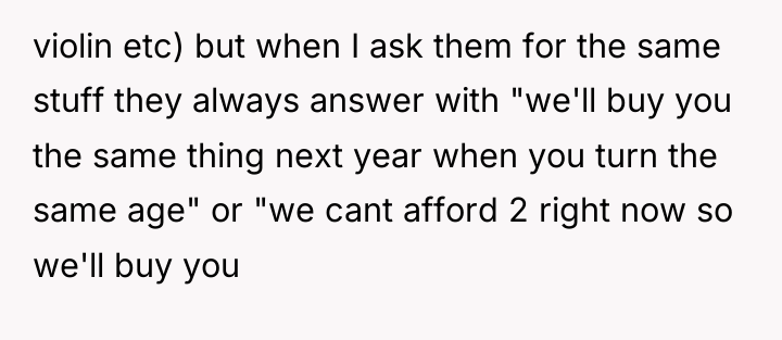 violin etc) but when I ask them for the same...