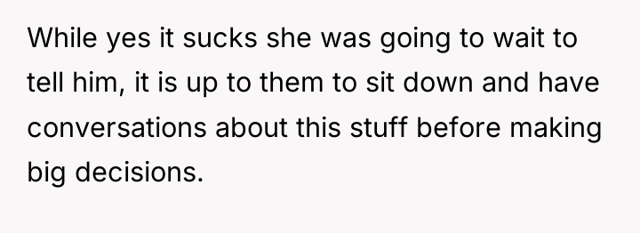 While yes it sucks she was going to wait to...