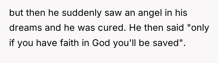 but then he suddenly saw an angel in his dreams...