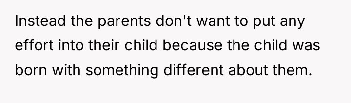 Instead the parents don't want to put any effort into...