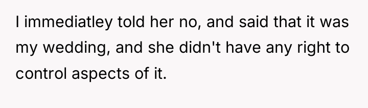 I immediatley told her no, and said that it was...