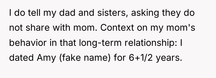 I do tell my dad and sisters, asking they do...