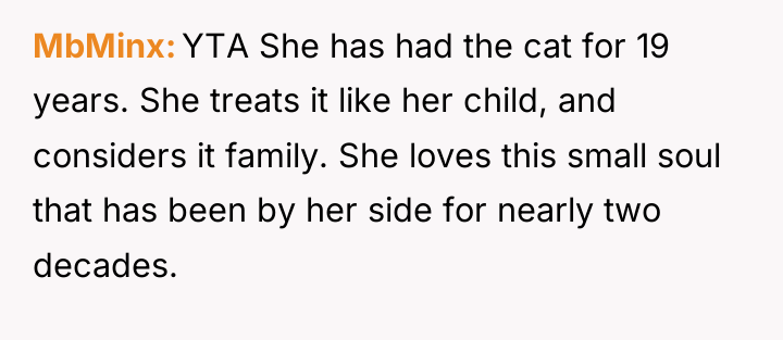 MbMinx YTA She has had the cat for 19 years....