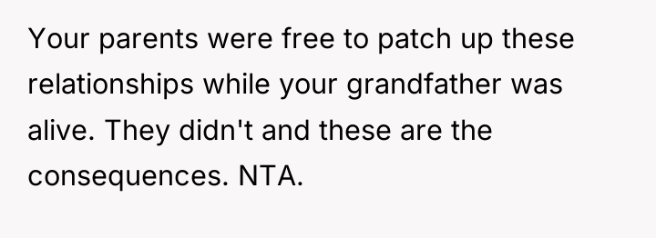 Your parents were free to patch up these relationships while...