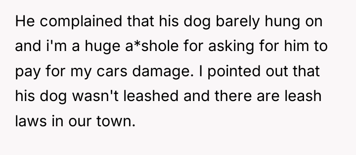 He complained that his dog barely hung on and i'm...