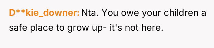 D**kie_downer Nta. You owe your children a safe place to...