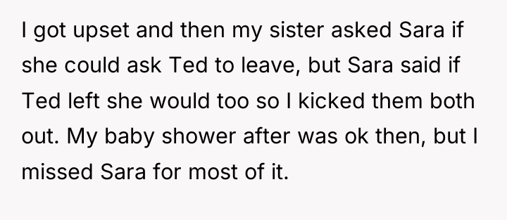 I got upset and then my sister asked Sara if...