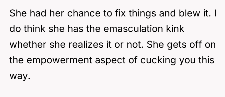 She had her chance to fix things and blew it....