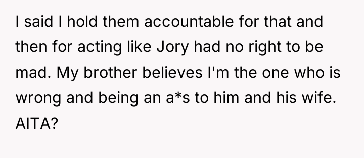 I said I hold them accountable for that and then...