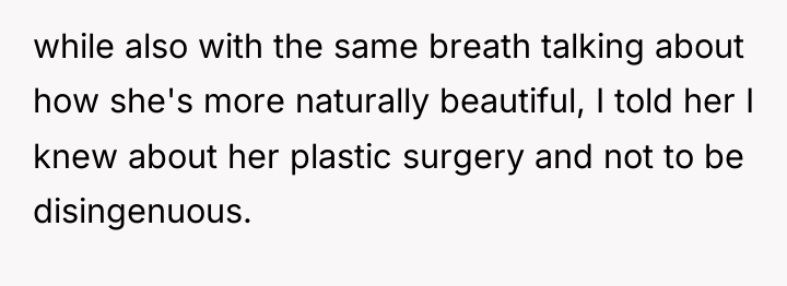 while also with the same breath talking about how she's...