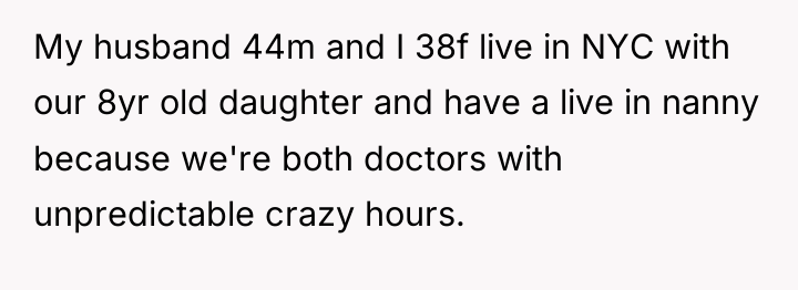 My husband 44m and I 38f live in NYC with...